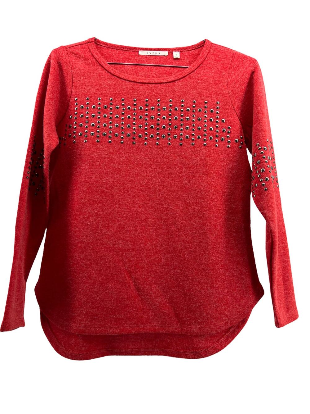 Cyrus Red Embellished Long Sleeve Sweater Women's Size Small